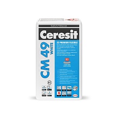 Клей плиточный сверхэластичный Ceresit CM 49 White S2 Premium Flexible белый 20кг