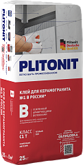 Плиточный клей Plitonit В (Плитонит) усиленный с армирующими волокнами серый (класс С1) 25 кг